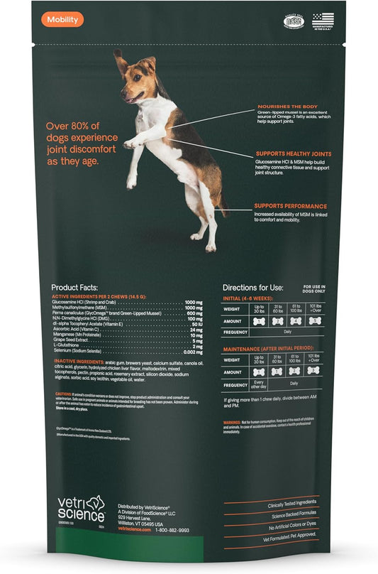 VetriScience Extra Strength Hip & Joint Support Dogs Glucosamine 120 Chews