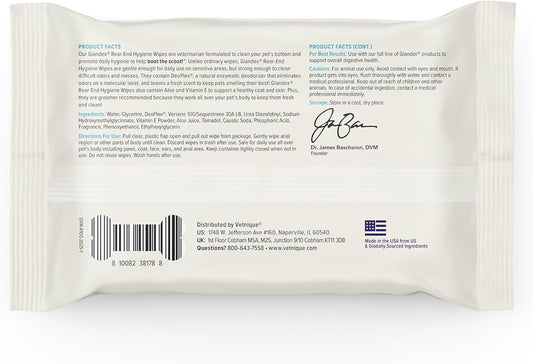 Vetnique Glandex Hygiene Wipes for Dogs & Cats – 100 Count