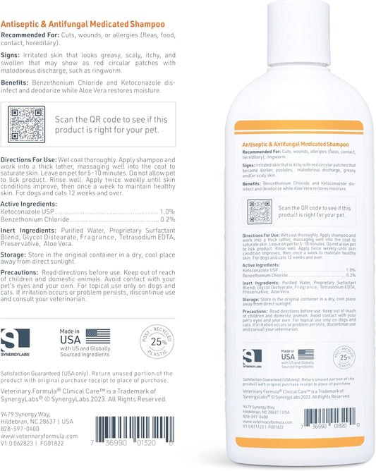 Antiseptic & Antifungal Medicated Shampoo for Dogs & Cats – 16 Oz