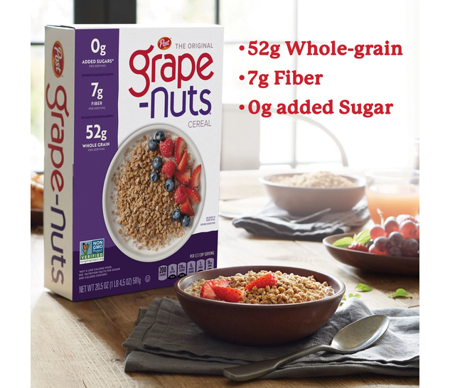 Post Grape-Nuts Whole Grain Cereal 29 Oz High Fiber Low Fat Crunchy Kosher