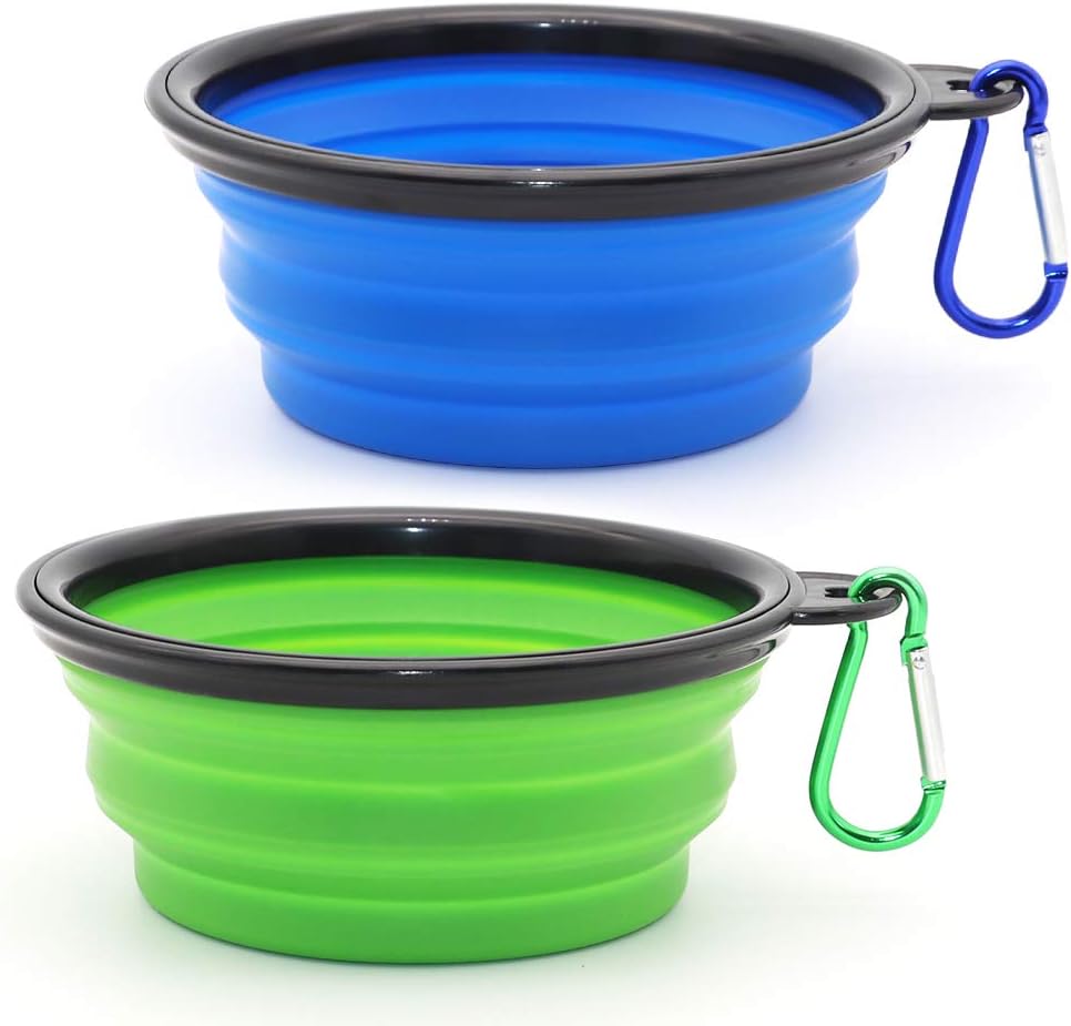 Portable collapsible pet bowls for dogs and cats