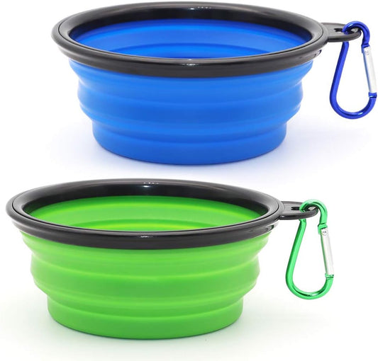 Portable collapsible pet bowls for dogs and cats
