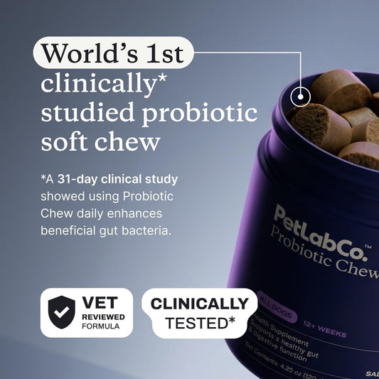 PetLab Co Probiotics for Dogs Gut Health Digestive Support Soft Chews 30Ct