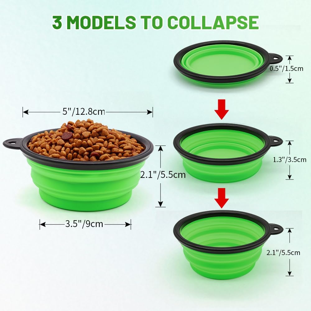 Lightweight dog travel bowl set with carabiners