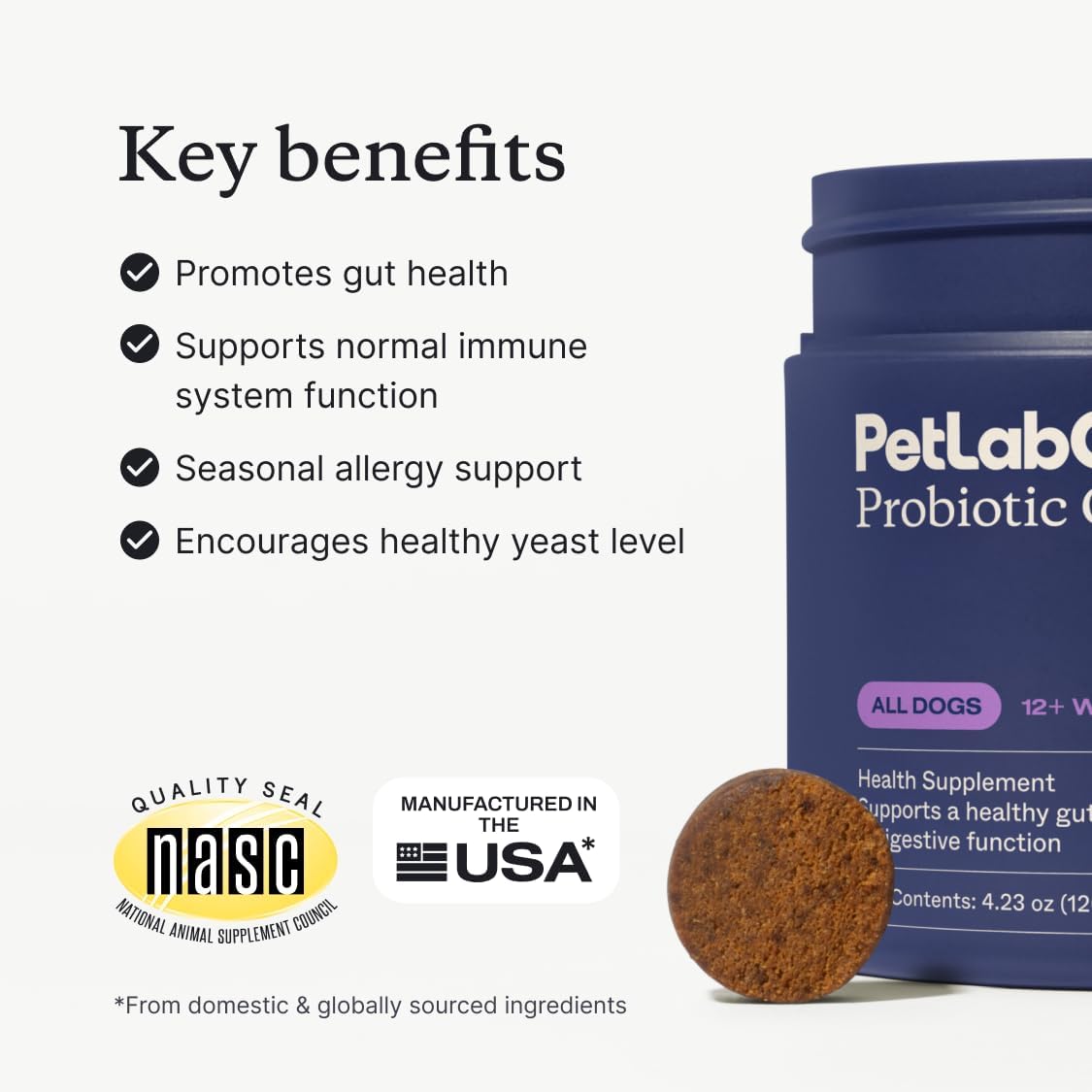PetLab Co Probiotics for Dogs Gut Health Digestive Support Soft Chews 30Ct