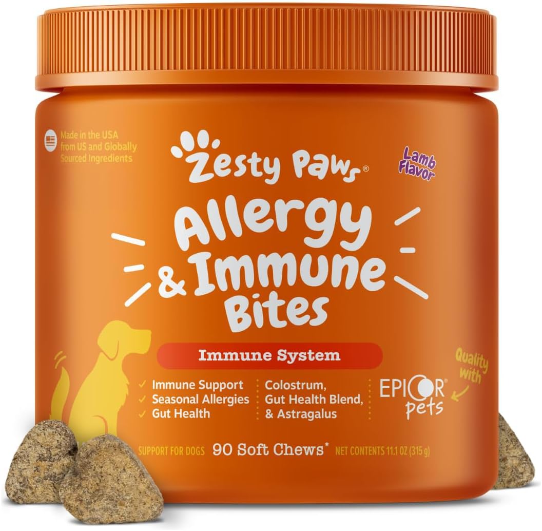 Zesty Paws Allergy Immune Bites for Dogs Itchy Skin Ear Support 90 Chews