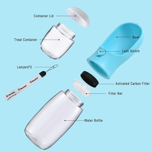 Travel dog water dispenser for walks and hiking