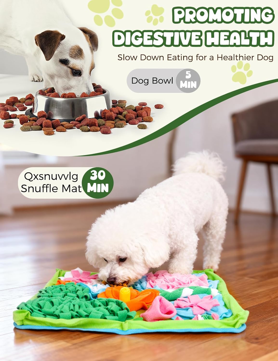 Dog enrichment mat for hiding treats and kibble