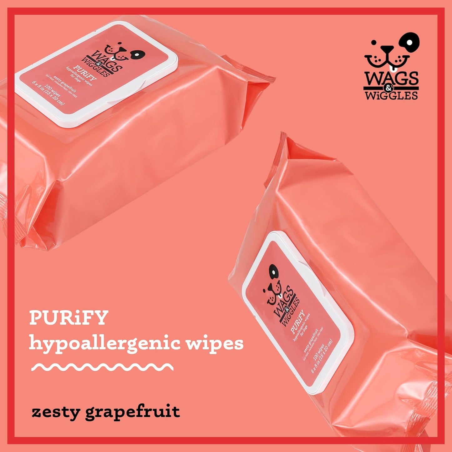 Wags & Wiggles Hypoallergenic Dog Grooming Wipes – 100 Count