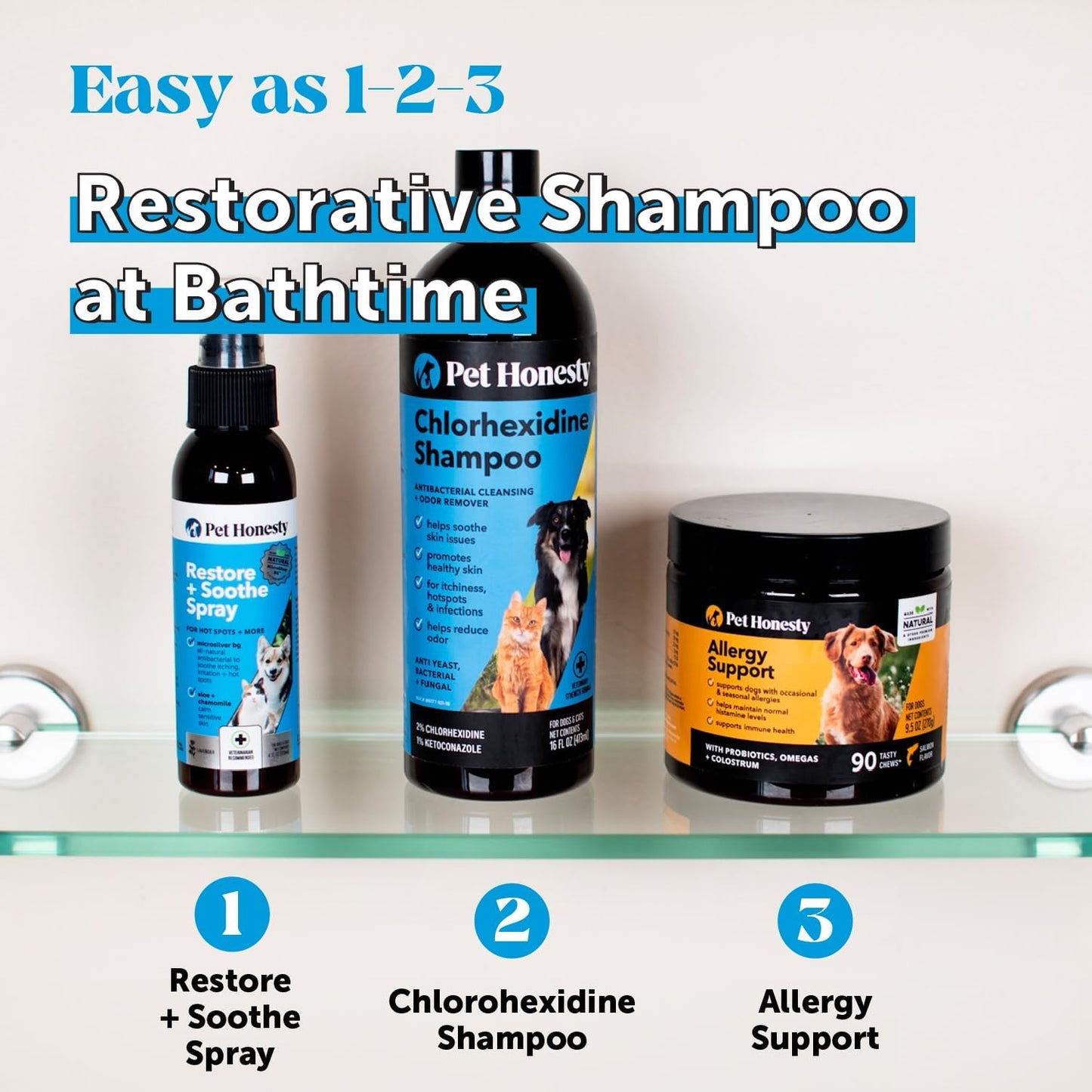 Pet Honesty Itch Relief & Skin Care Shampoo for Dogs & Cats – 16 oz