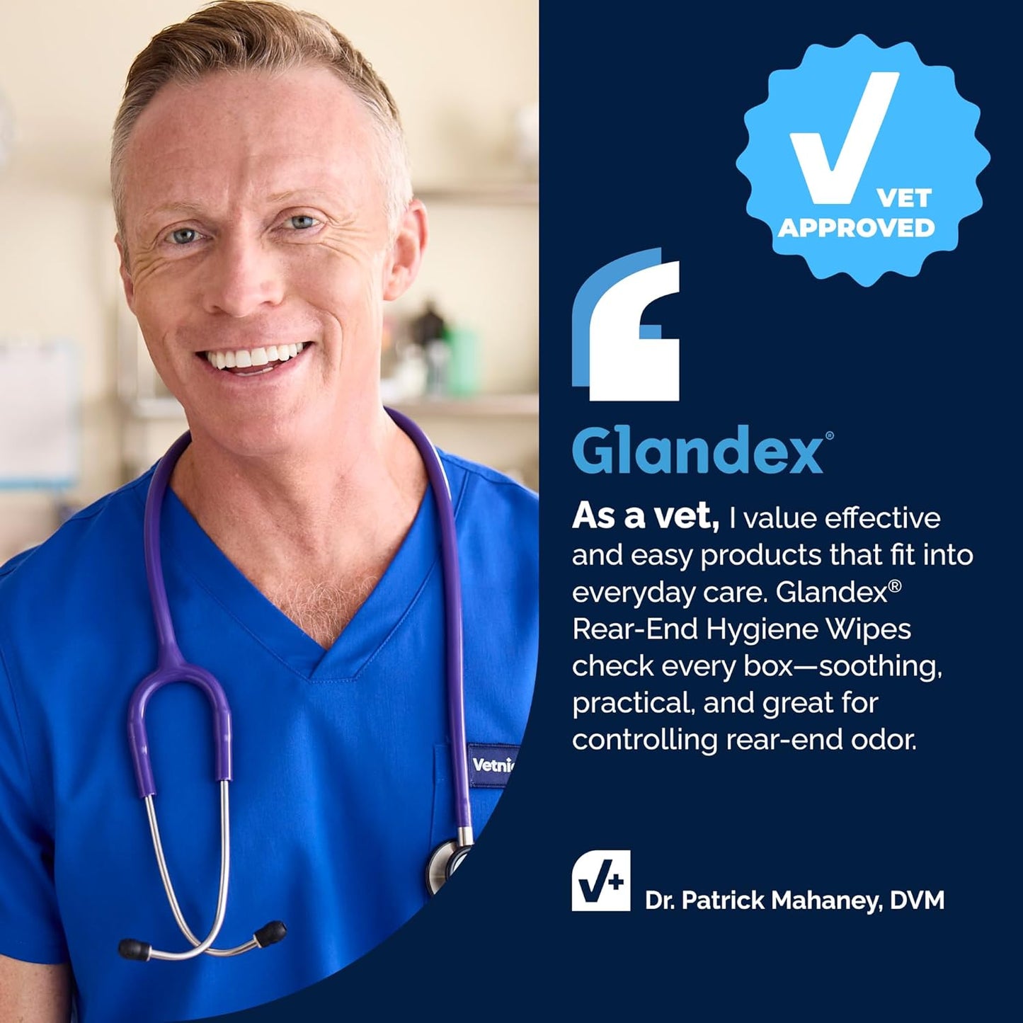Vetnique Glandex Hygiene Wipes for Dogs & Cats – 100 Count