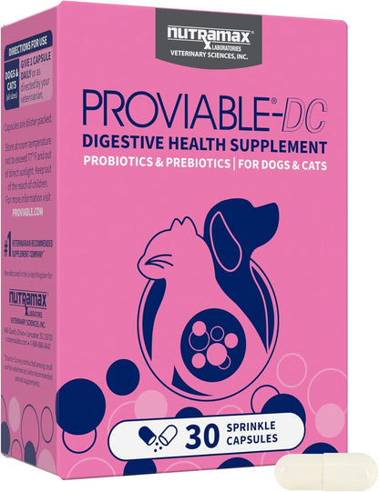 Nutramax Proviable Probiotics for Dogs & Cats – 30 Capsules