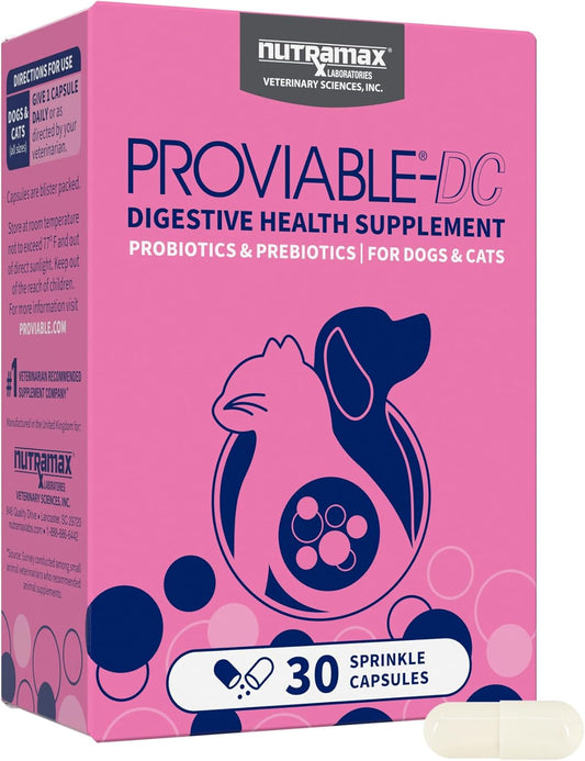 Nutramax Proviable Probiotics for Dogs & Cats – 30 Capsules