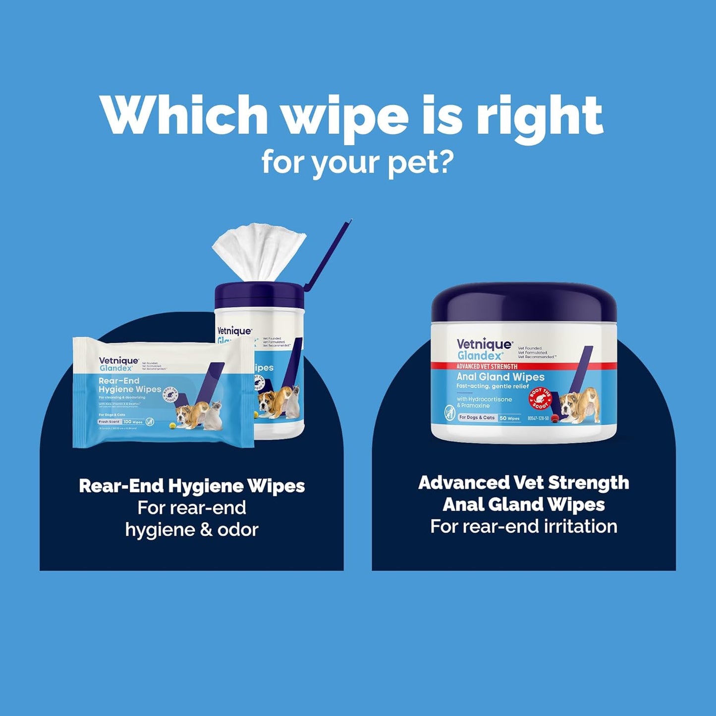 Vetnique Glandex Hygiene Wipes for Dogs & Cats – 100 Count