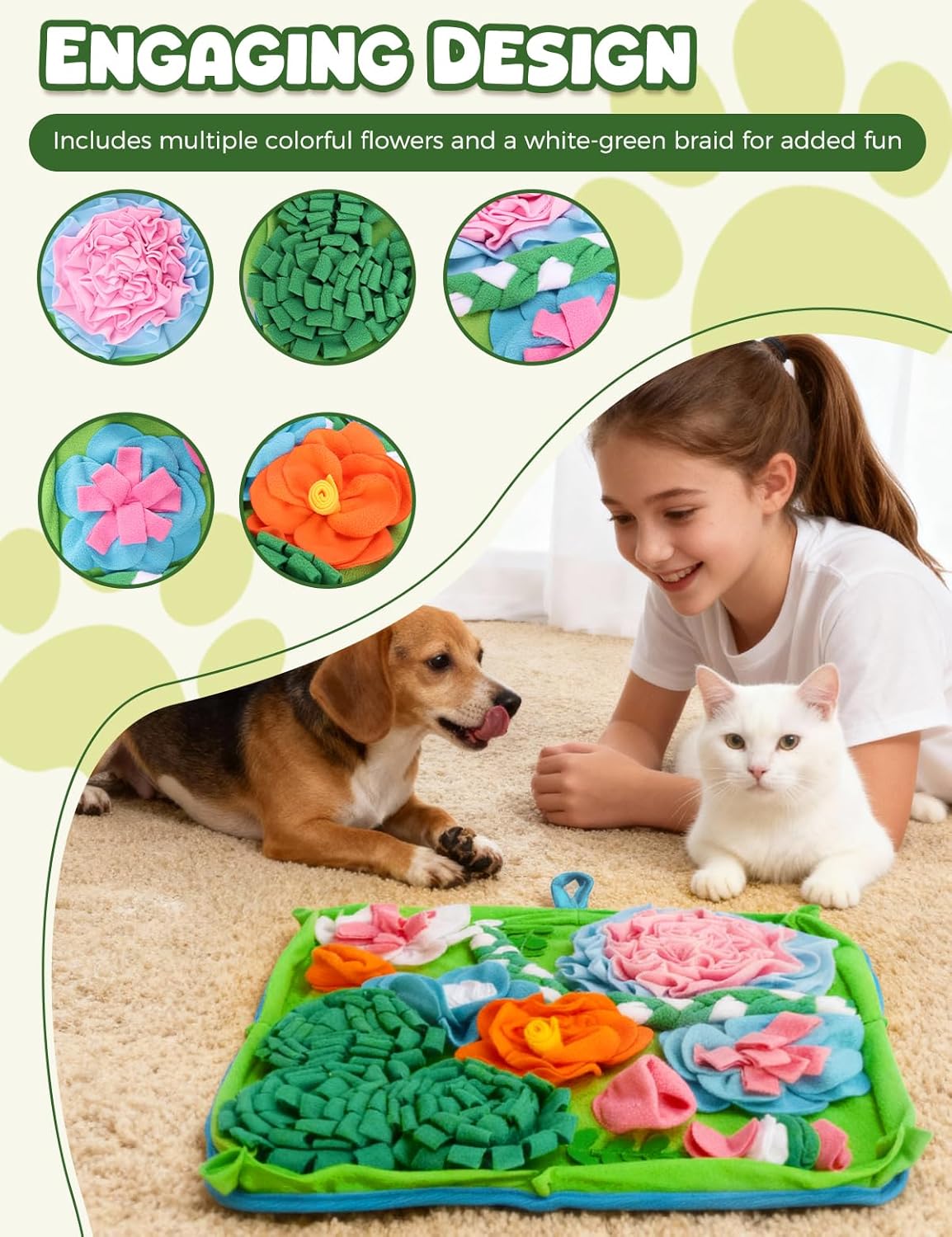 Slow feeder snuffle mat for dogs
