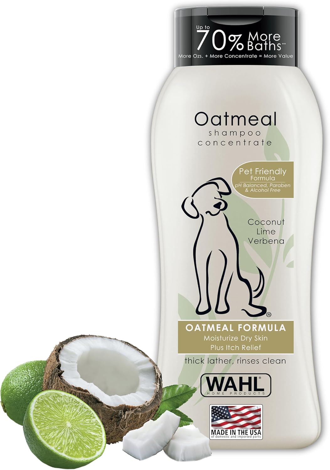 Wahl Dog Shampoo Dry Skin Itch Relief Oatmeal Coconut Lime 24 Oz