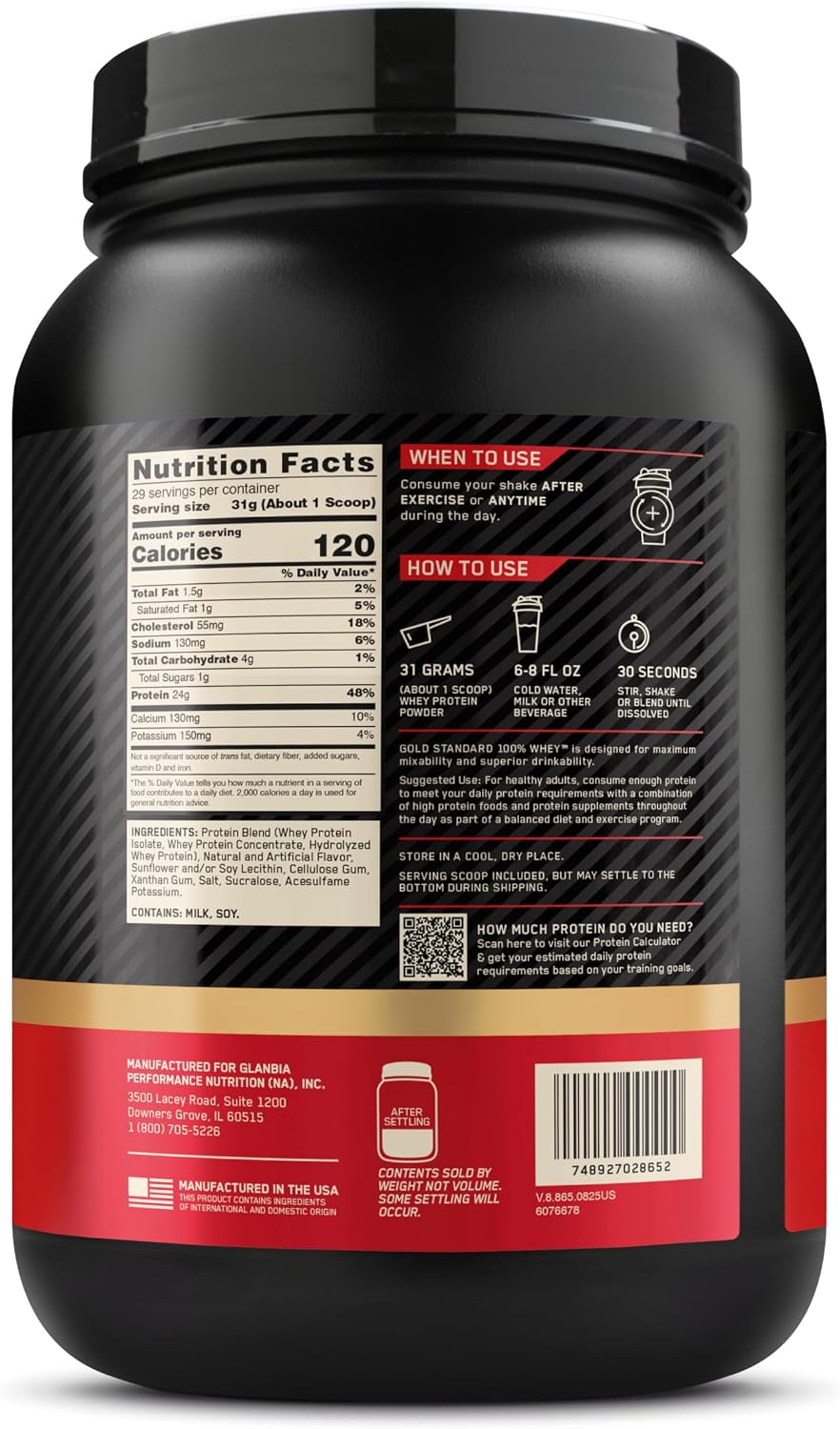 Optimum Nutrition Gold Standard 100% Whey Vanilla 2lb Protein Powder ON