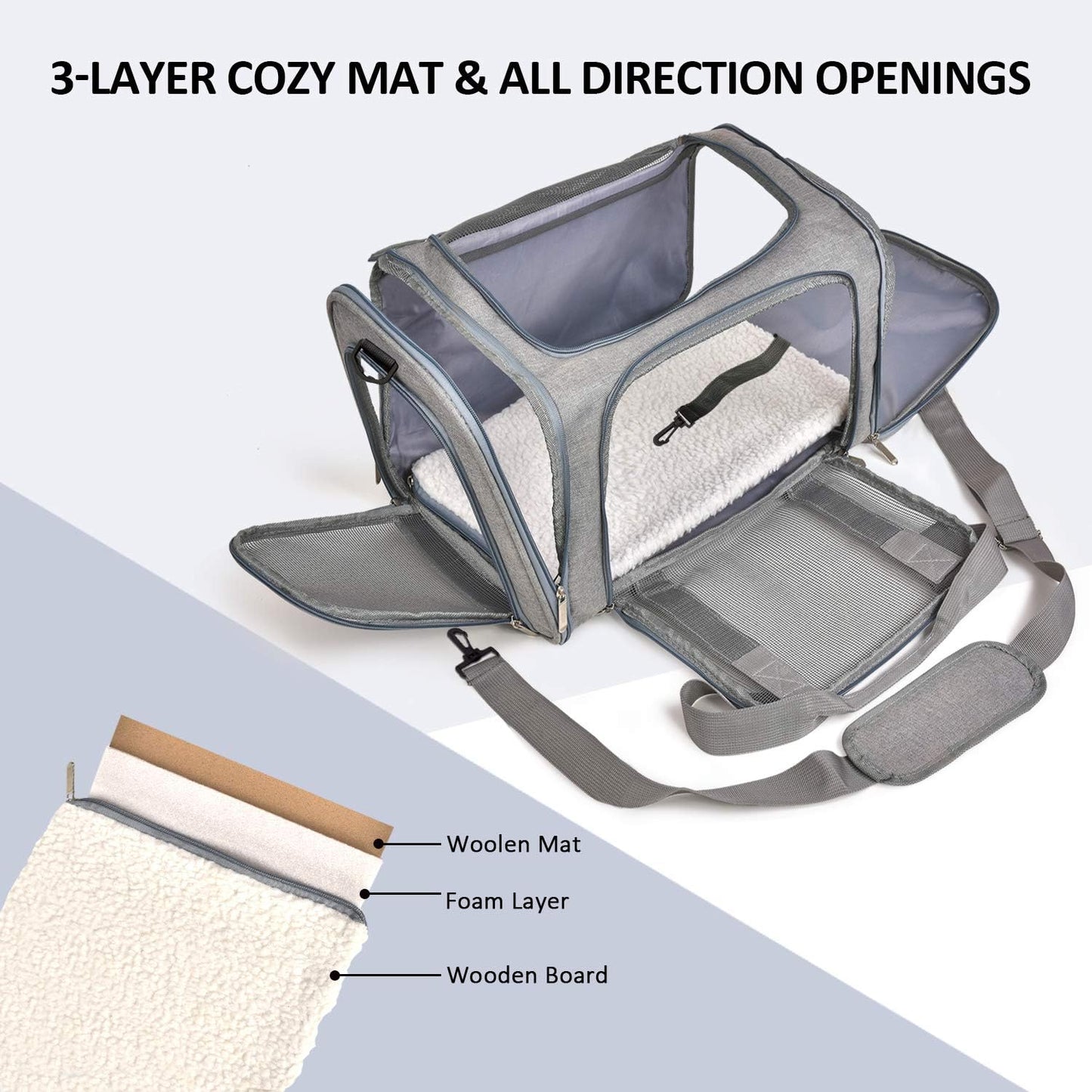 Soft-sided travel carrier for puppies and kittens