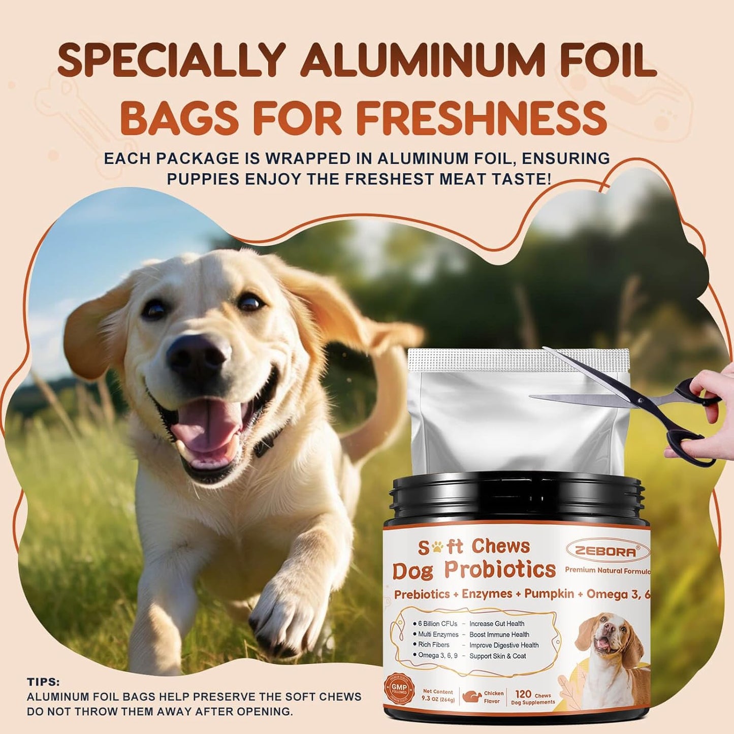 Dog Probiotics Digestive Health Gut Support Pumpkin Fish Oil 120 Chews