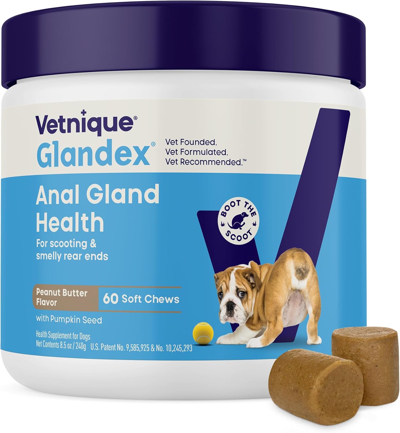 Vetnique Glandex Anal Gland Soft Chews Dogs Fiber Probiotics 60 Count