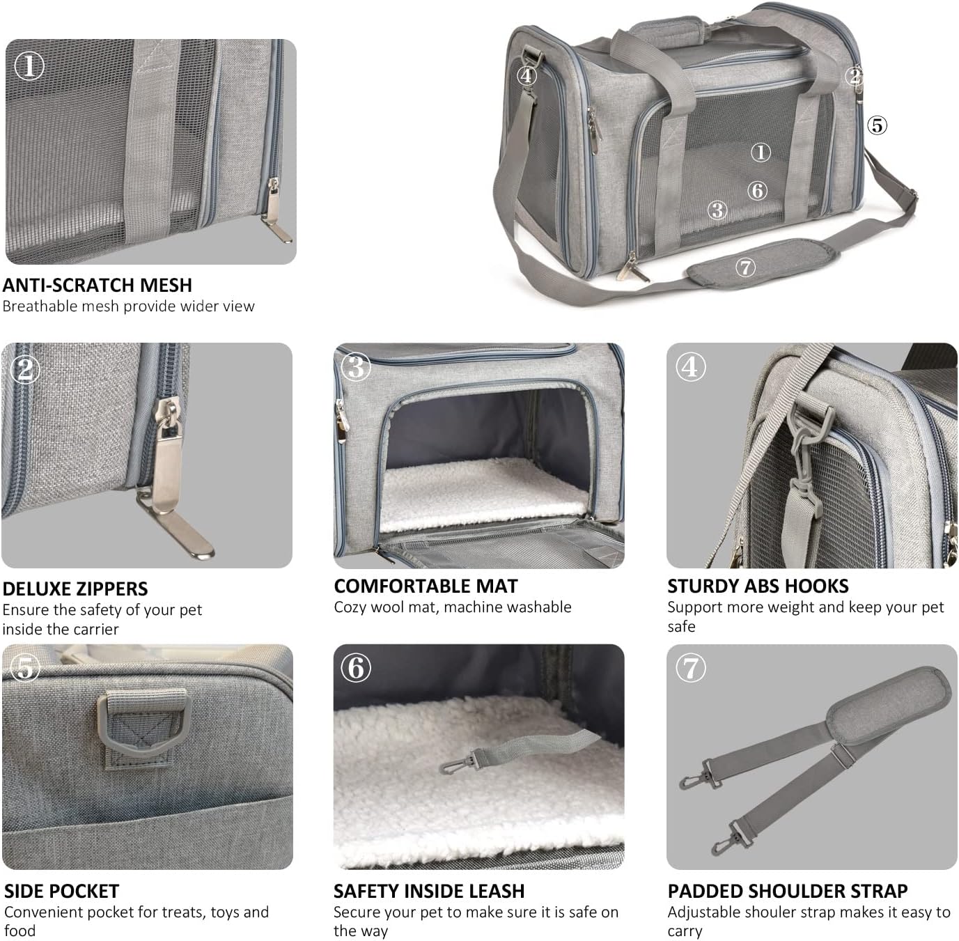 Portable pet carrier for airline and car travel