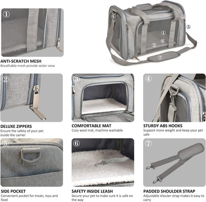 Portable pet carrier for airline and car travel