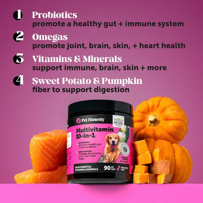 10-in-1 Dog Multivitamin Glucosamine Probiotics Joint Immune 90 Chews