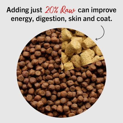 Dog meal enhancer made with freeze-dried beef