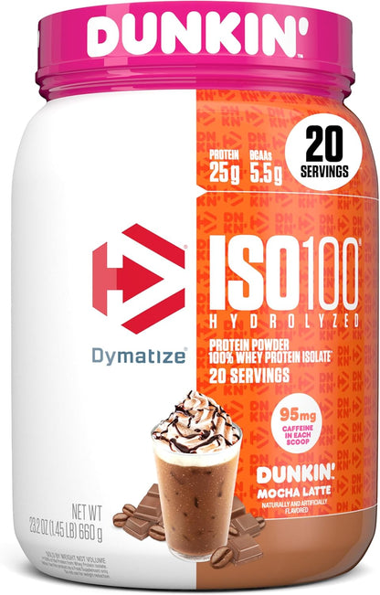 Dymatize ISO100 Dunkin Mocha Latte Whey Protein 20 Servings 25g Protein