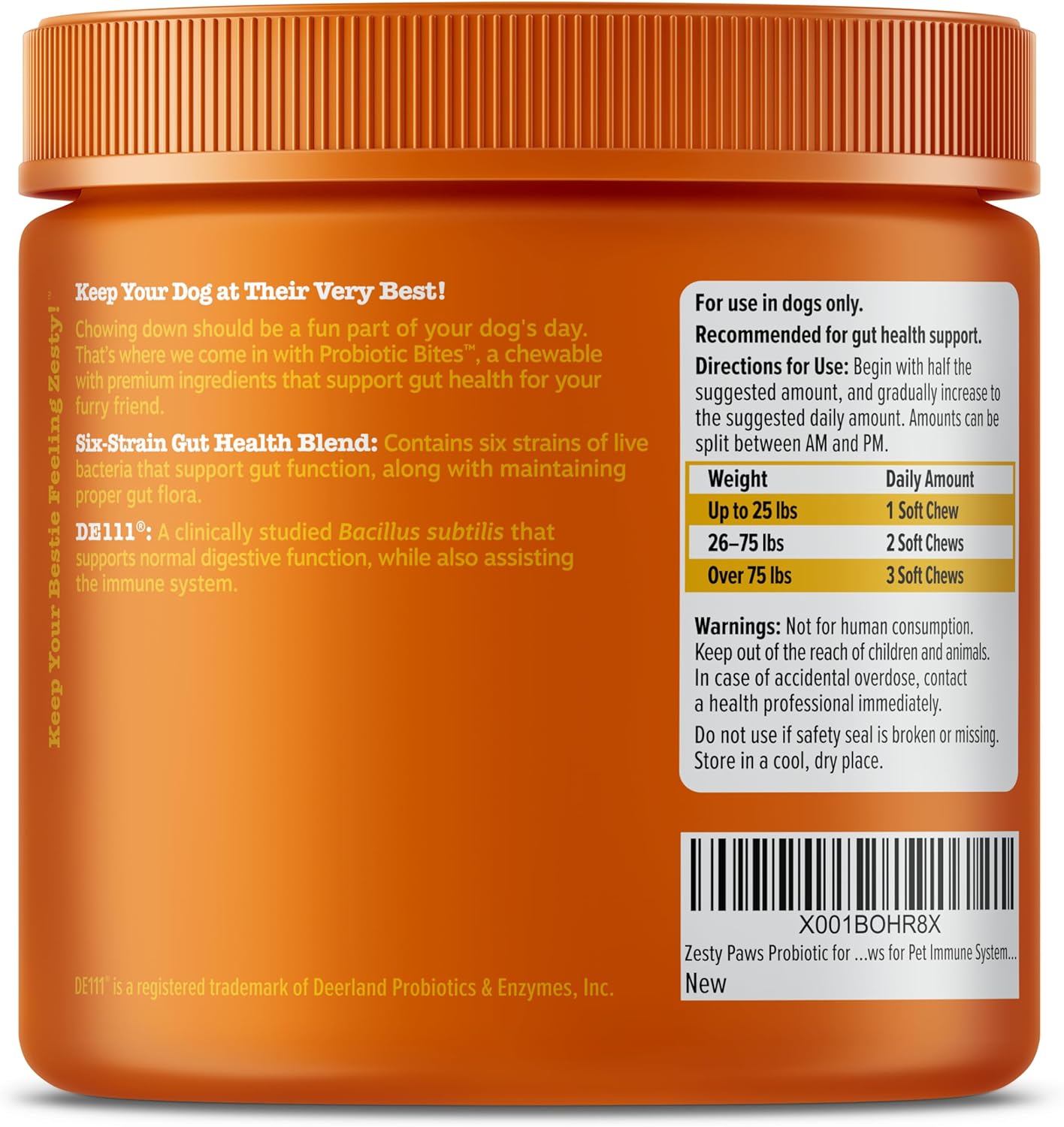 Zesty Paws Probiotics for Dogs Digestive Health Gut Support Soft Chews 90Ct