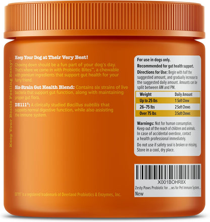 Zesty Paws Probiotics for Dogs Digestive Health Gut Support Soft Chews 90Ct