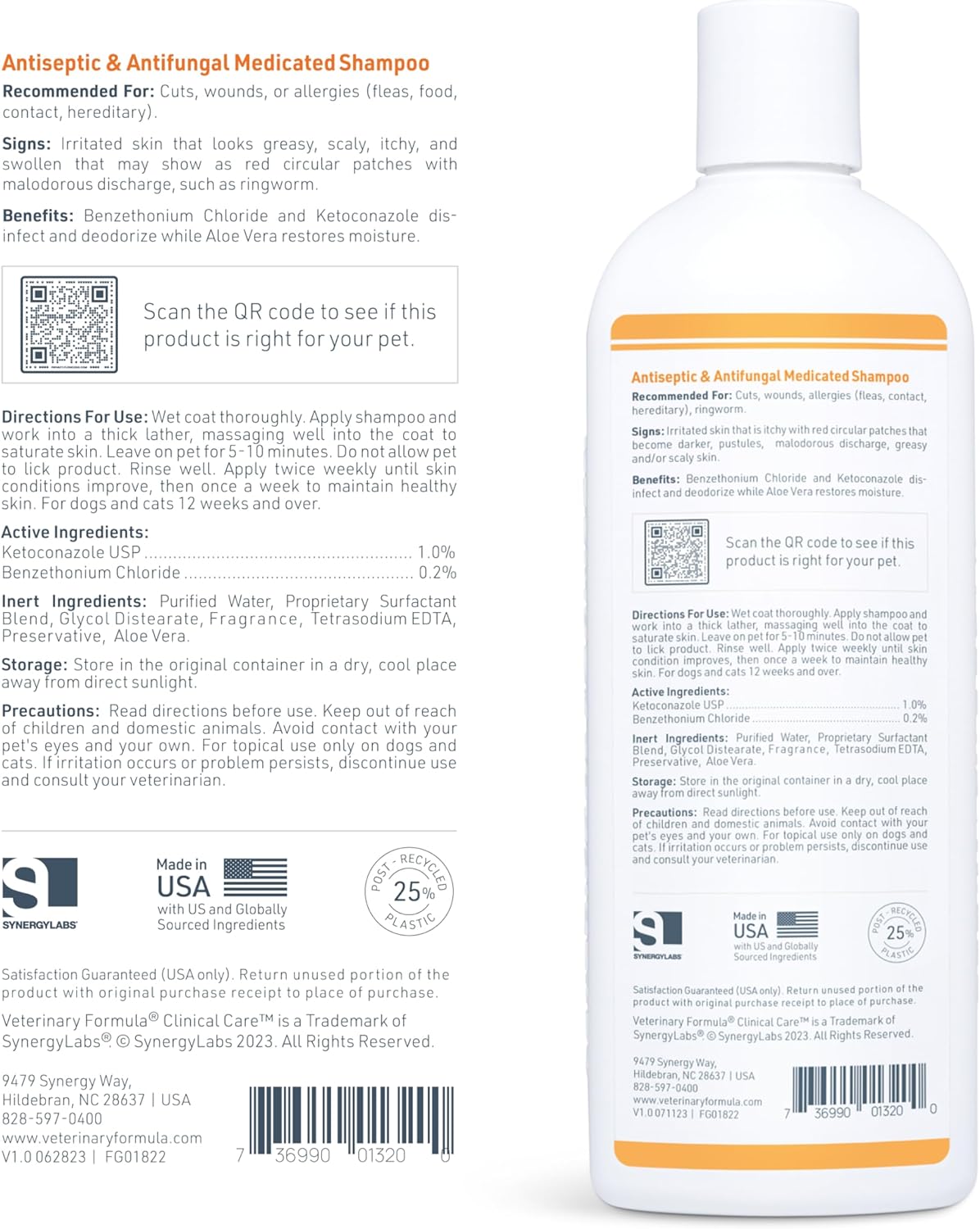 Antiseptic & Antifungal Medicated Shampoo for Dogs & Cats – 16 Oz