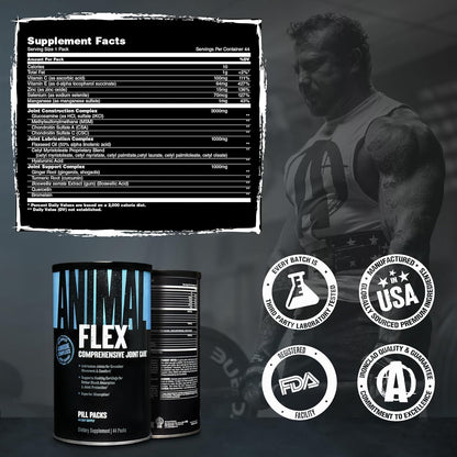 Animal Flex Joint Support Glucosamine Chondroitin MSM Turmeric 44 Packs