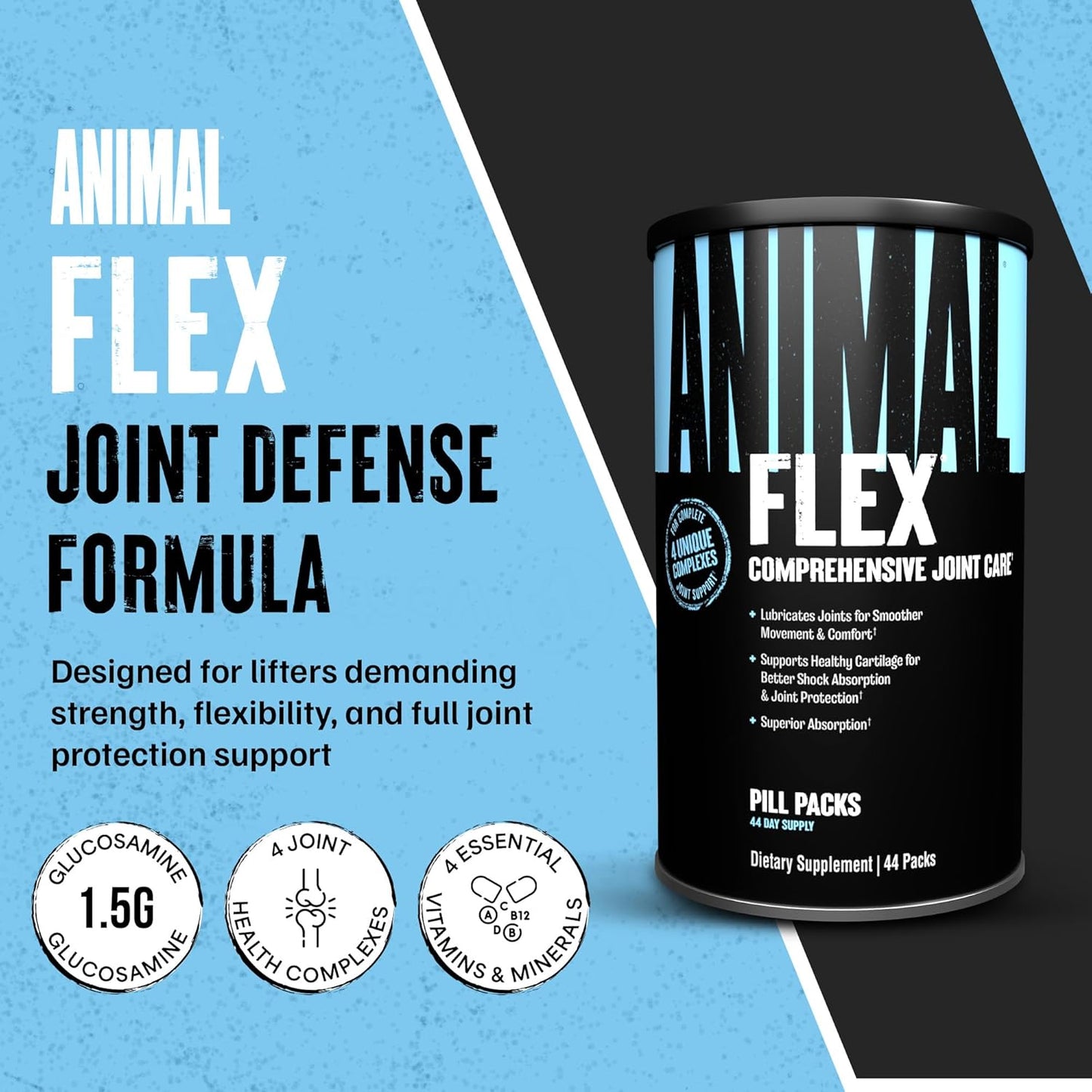 Animal Flex Joint Support Glucosamine Chondroitin MSM Turmeric 44 Packs