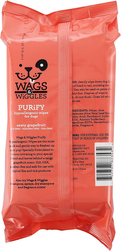 Wags & Wiggles Hypoallergenic Dog Grooming Wipes – 100 Count