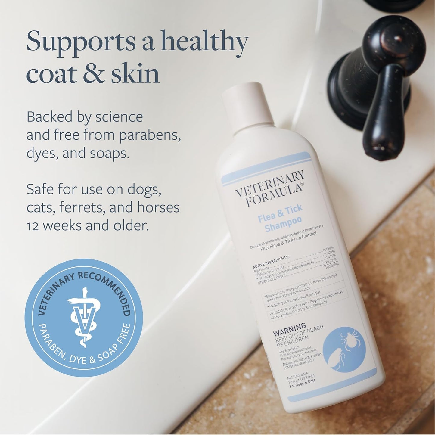 Veterinary Formula Flea & Tick Shampoo 16 oz for Pets