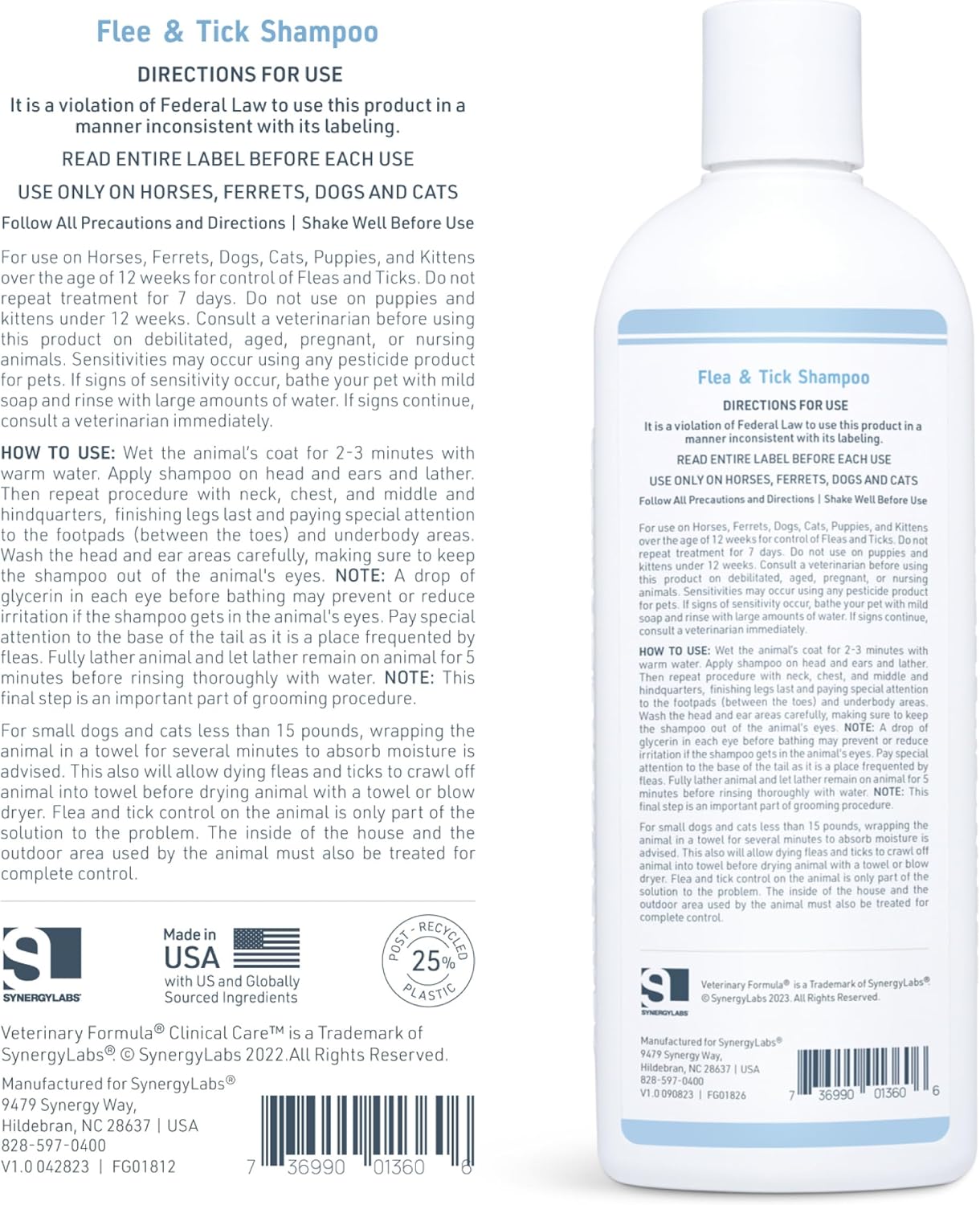 Veterinary Formula Flea & Tick Shampoo 16 oz for Pets