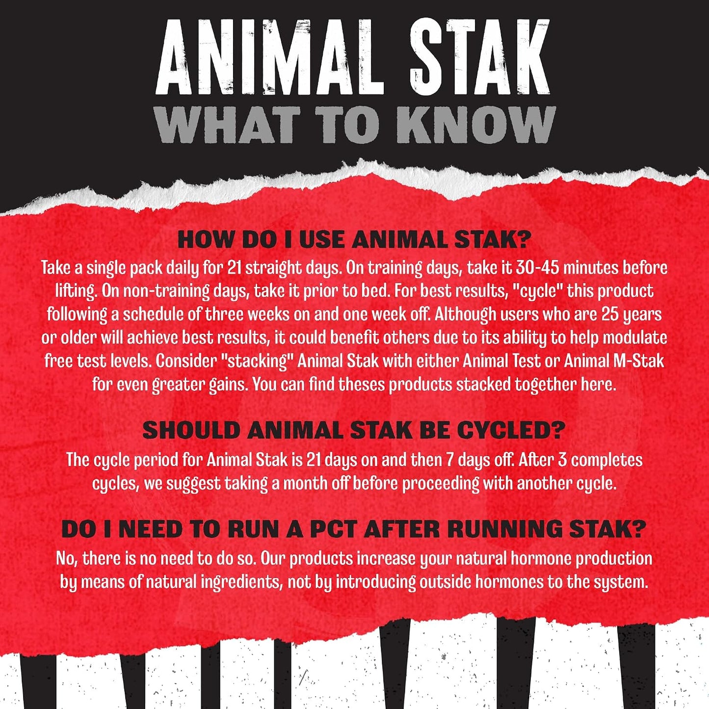 Animal Stak Testosterone Support Supplement Tribulus 1 Month Supply