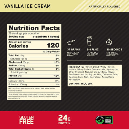 Optimum Nutrition Whey Protein Powder Vanilla 2 lb