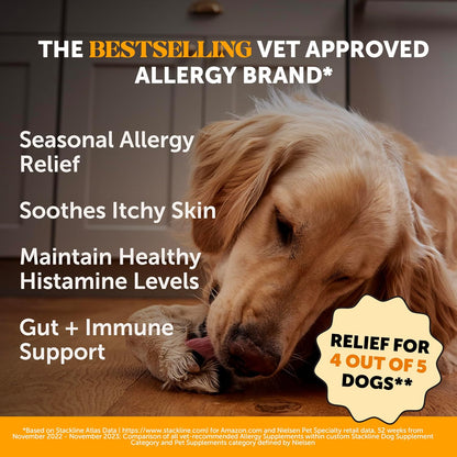 Dog Allergy Relief Chews Itchy Skin Paw Licking Immune Support 90 Ct