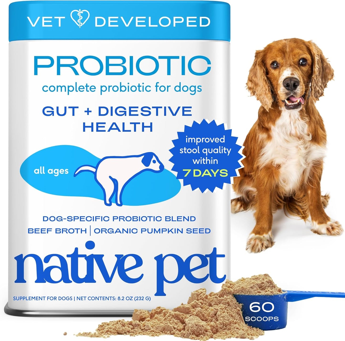 Daily probiotic powder for dog digestive health