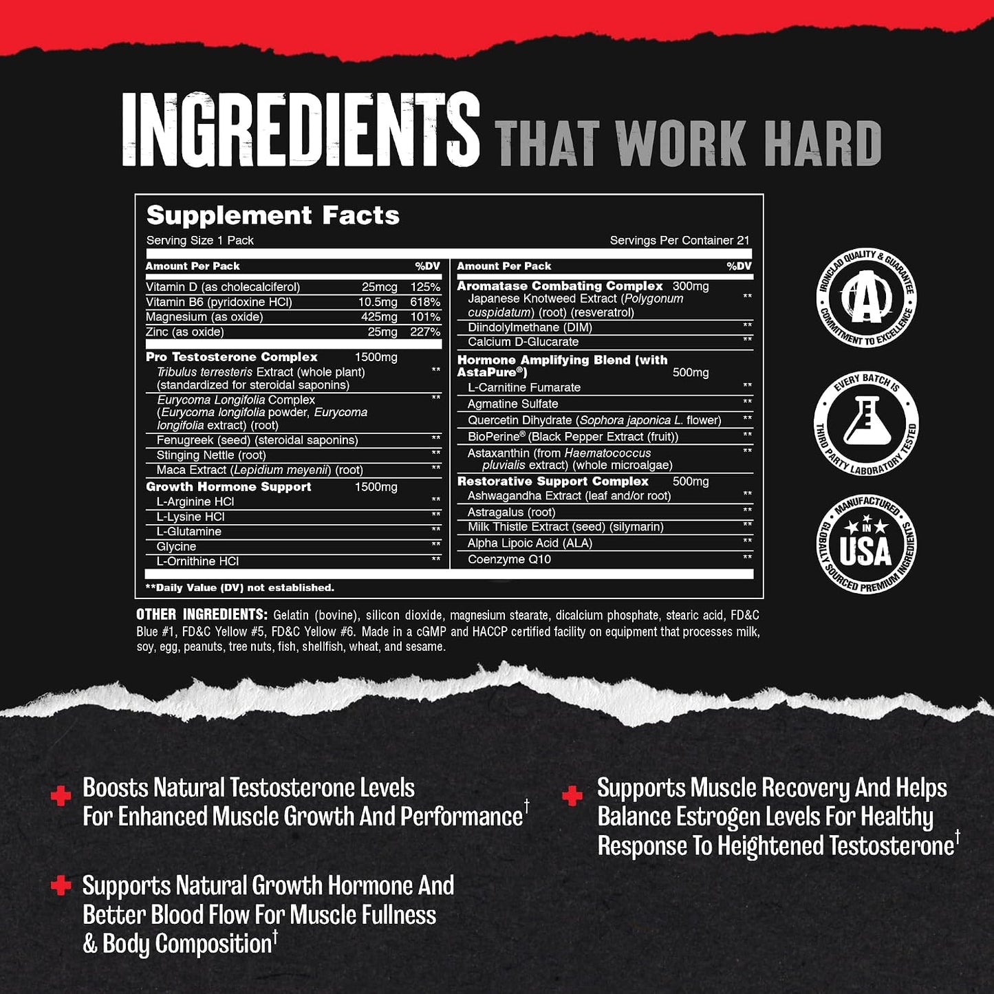 Animal Stak Testosterone Support Supplement Tribulus 1 Month Supply