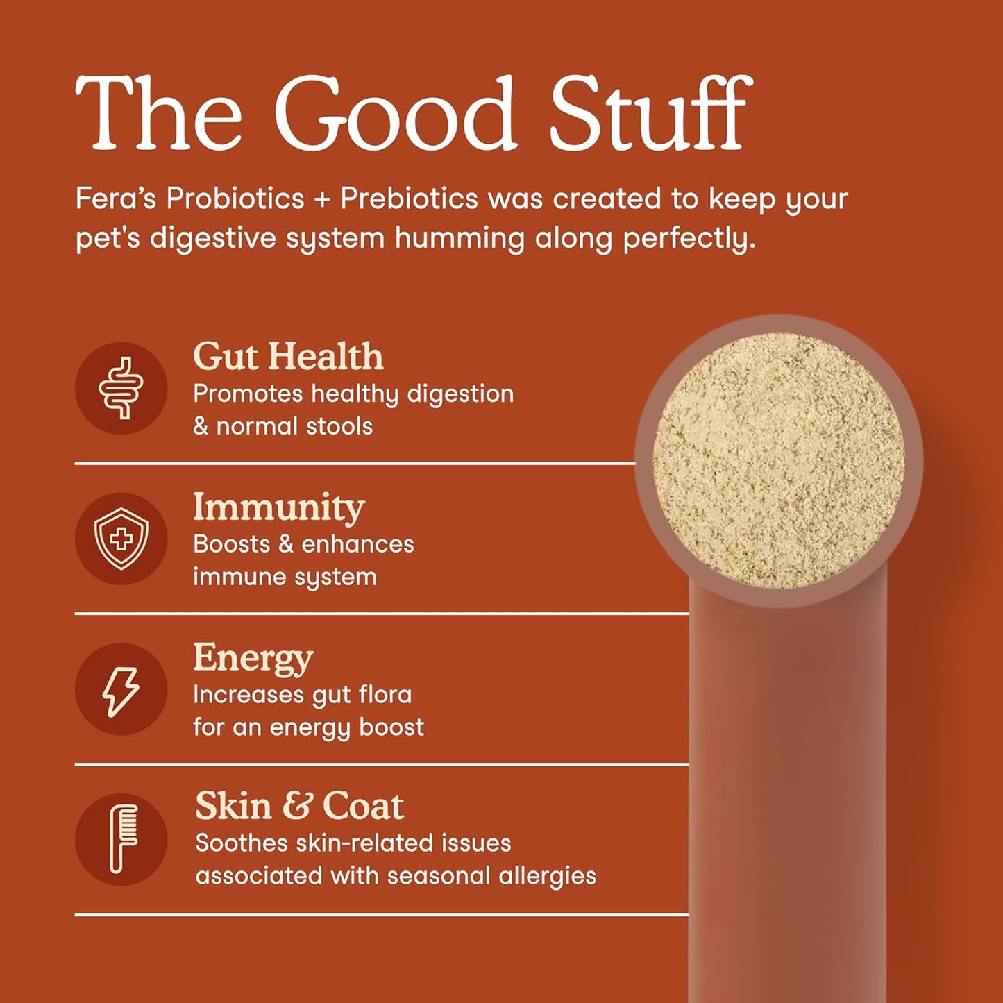 Fera Pets Probiotics for Dogs & Cats Organic Gut Health Powder 60 Scoops