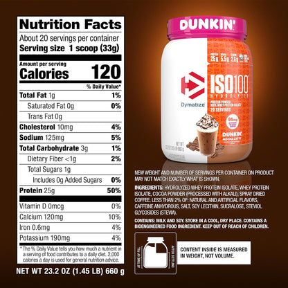 Dymatize ISO100 Dunkin Mocha Latte Whey Protein 20 Servings 25g Protein