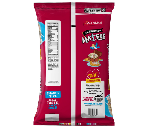 Malt-O-Meal Marshmallow Mateys Breakfast Cereal with Marshmallows 48 Oz Bag