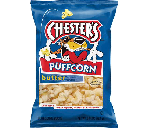 Chester's Butter Puffcorn Snacks Light Crispy Corn Puffs 3.25 Oz Bag