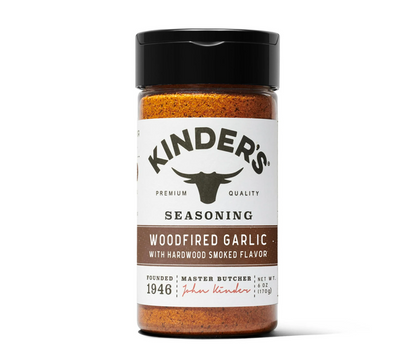 Kinder's Woodfired Garlic Seasoning 6 Oz Hardwood Smoked All Purpose Spice