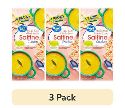 3 Pack Great Value Whole Grain Saltine Crackers 16 Oz 4 Count Family Snack