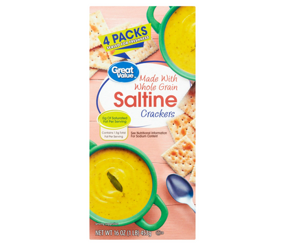 3 Pack Great Value Whole Grain Saltine Crackers 16 Oz 4 Count Family Snack
