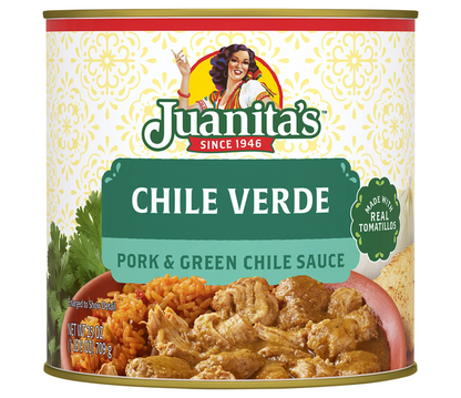 Juanita's Pork Chile Verde 25 Oz Can Authentic Green Chile Pork Stew Ready Meal